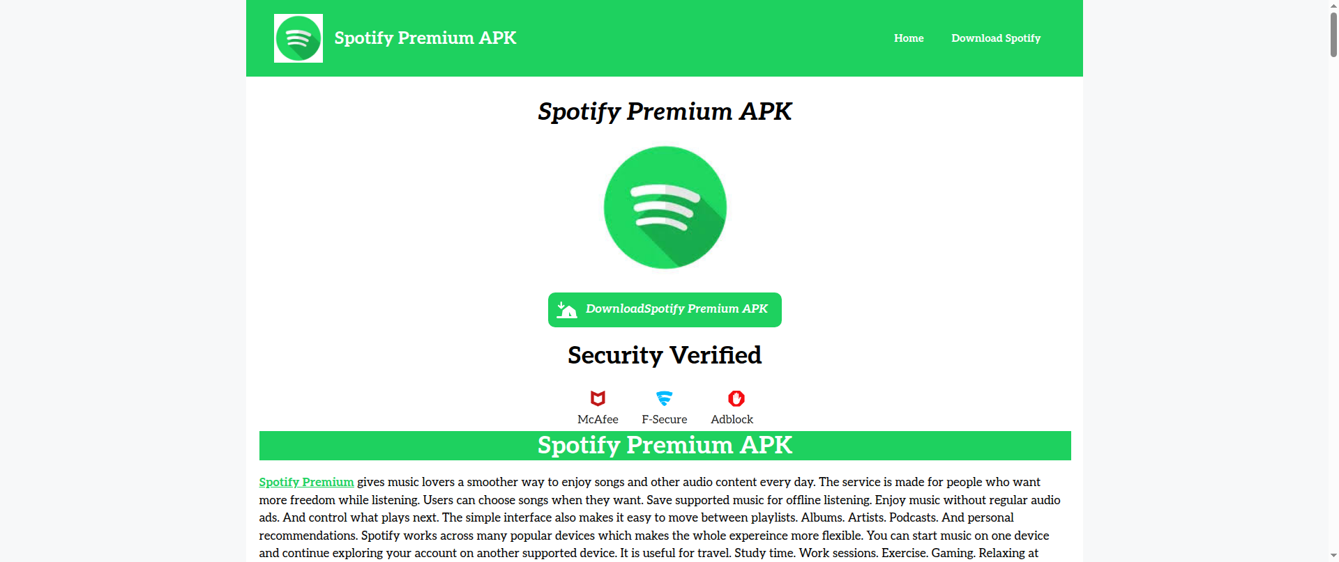 Screenshot of spotifypremiumapk.cam