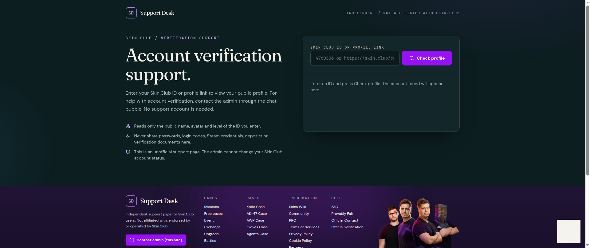 Screenshot of steamcommunity.chat