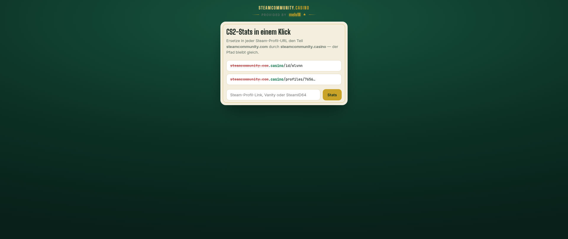 Screenshot of steamcommunity.casino