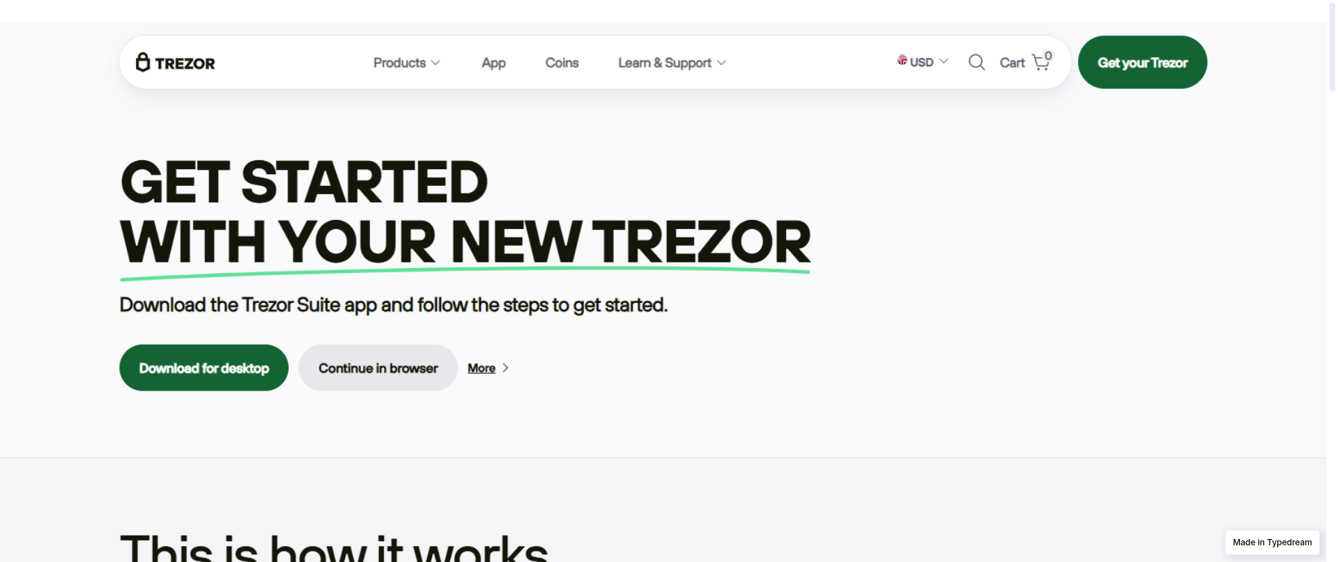 Screenshot of web-trezor-io-start-app.typedream.app