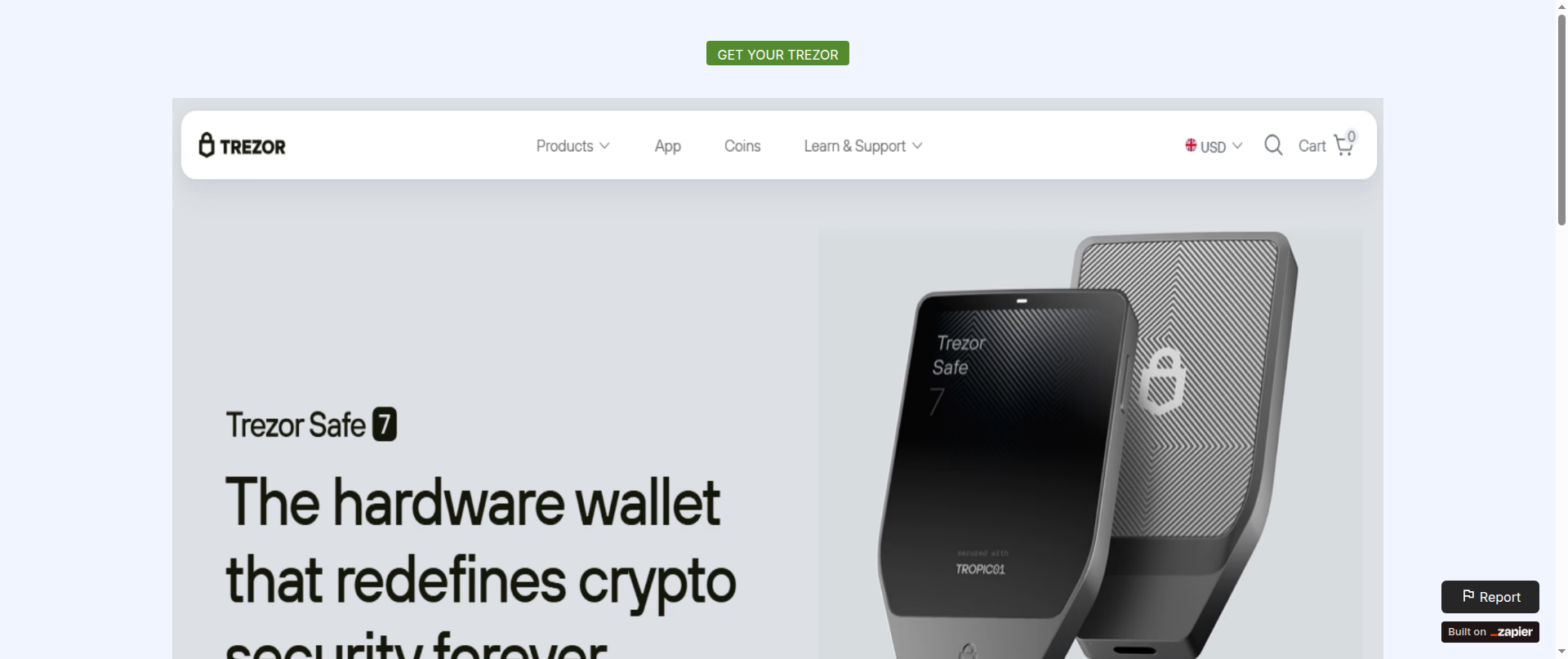 Screenshot of strt-officl-trezor.zapier.app