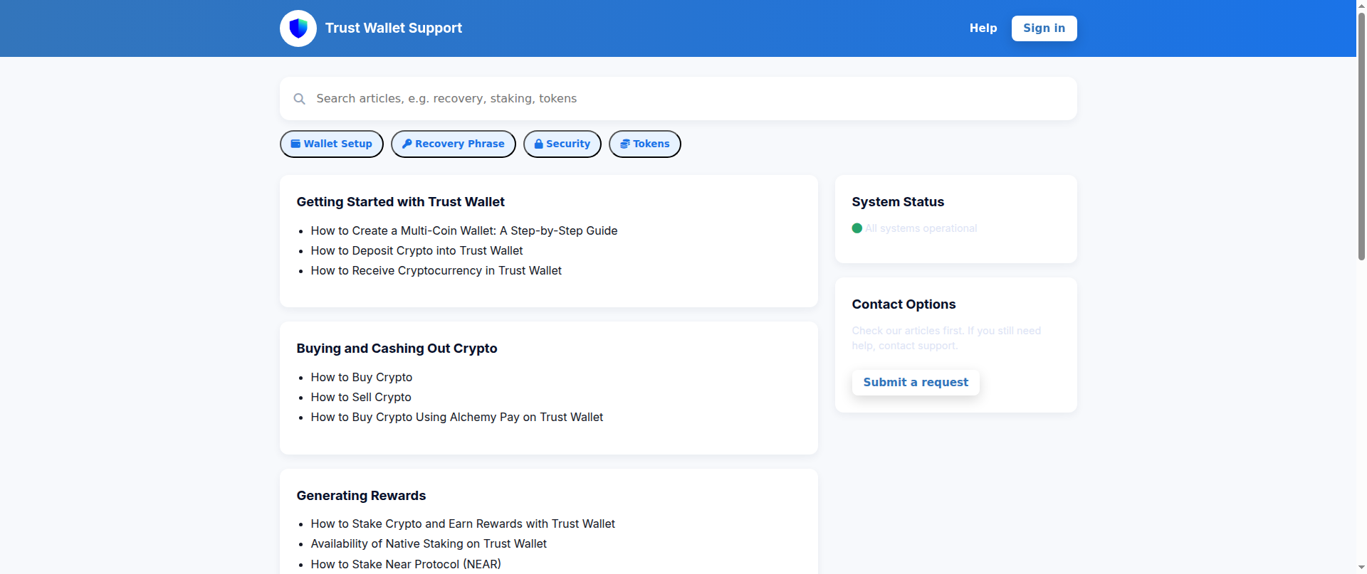 Screenshot of trustwallet-helpcenter.vercel.app