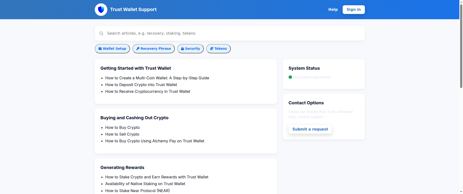 Screenshot of trustwallet-helpcenter.vercel.app