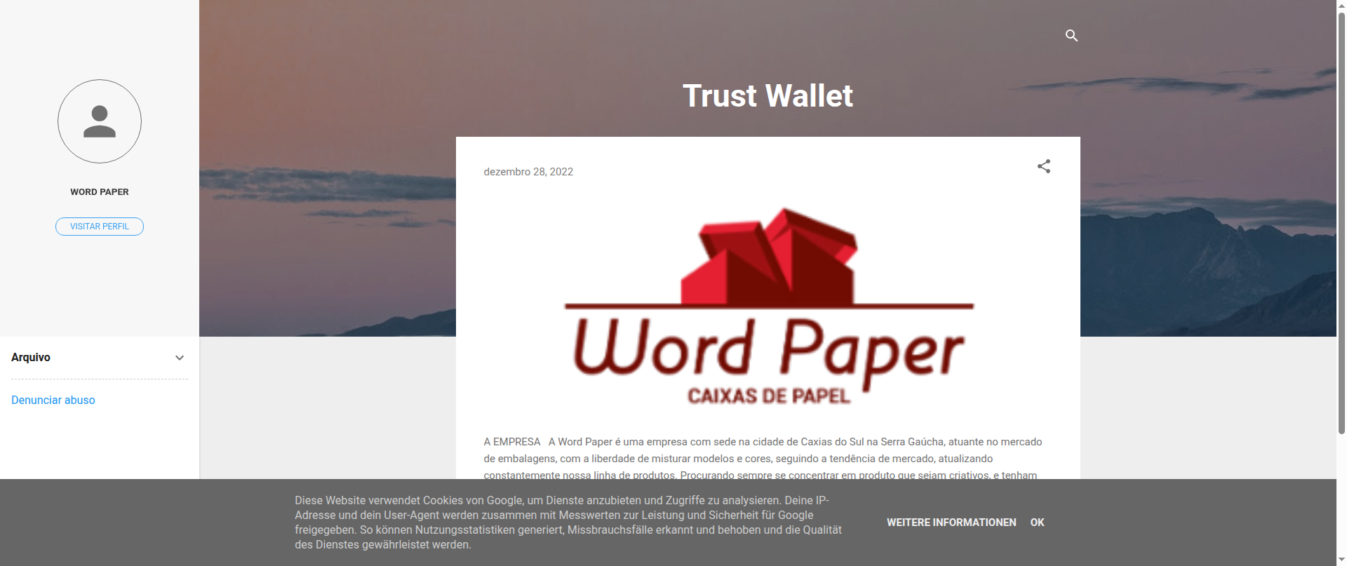 Screenshot of trustwallet-login.blogspot.com