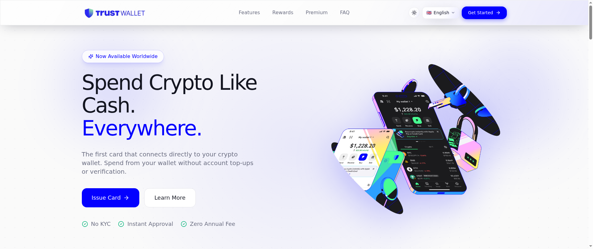 Screenshot of trustwalletmycard.com