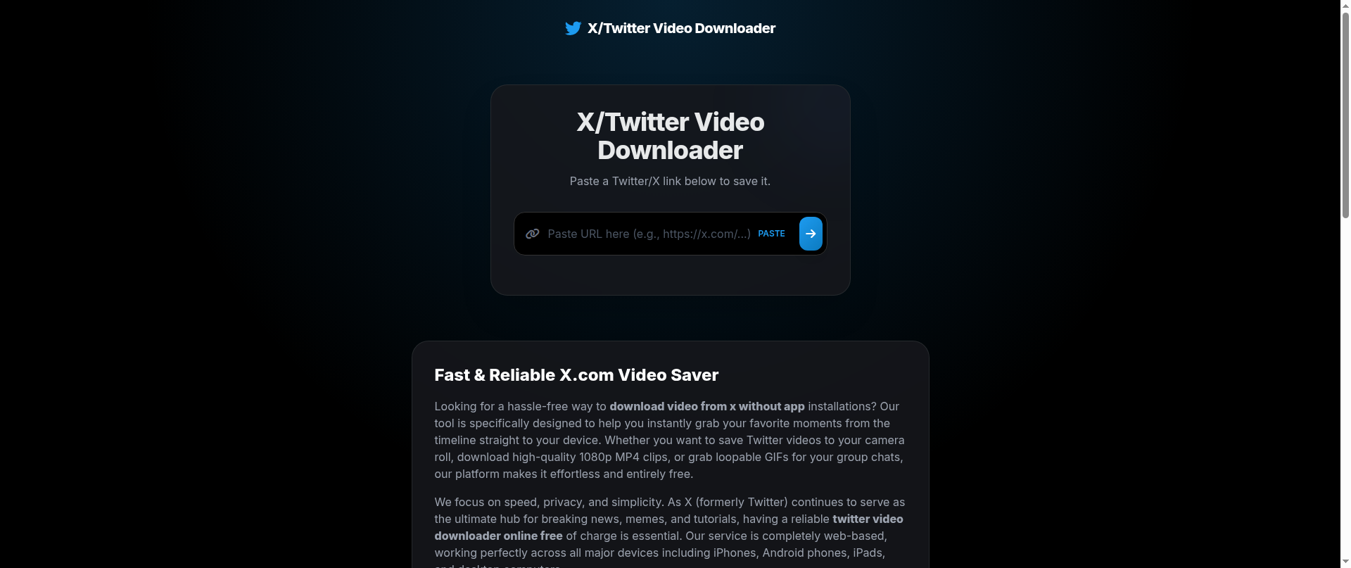 Screenshot of x-twittervideodownloader.com