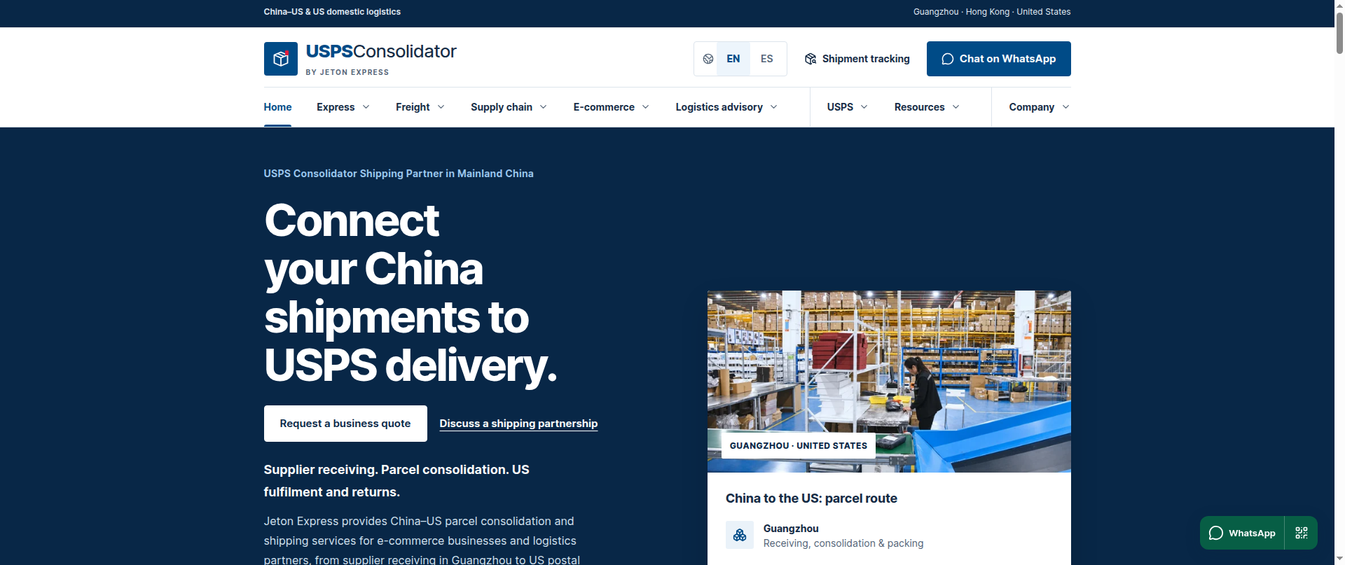Screenshot of uspsconsolidator.com