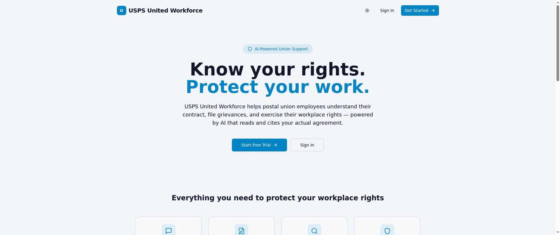 Screenshot of uspsaunitedworkforce.com