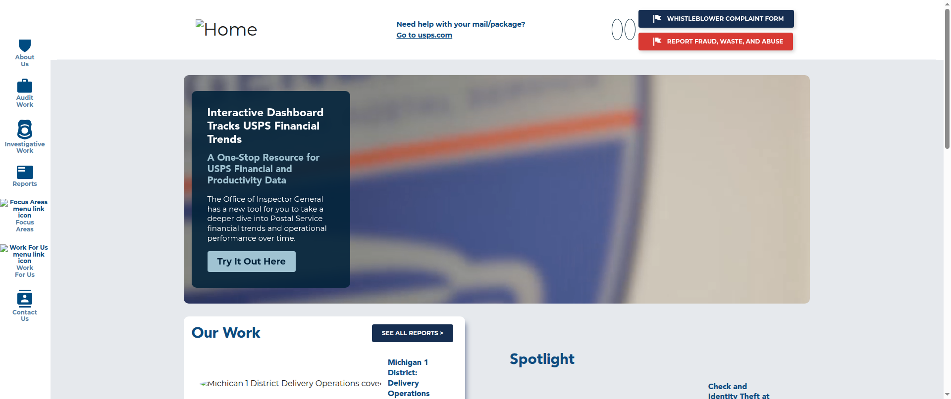 Screenshot of uspsoig.gov