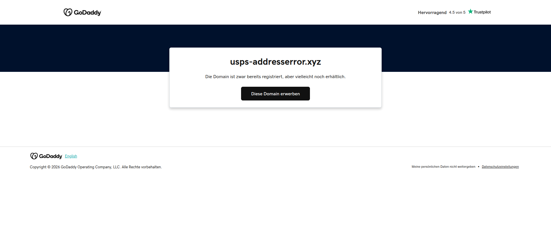 Screenshot of usps-addresserror.xyz