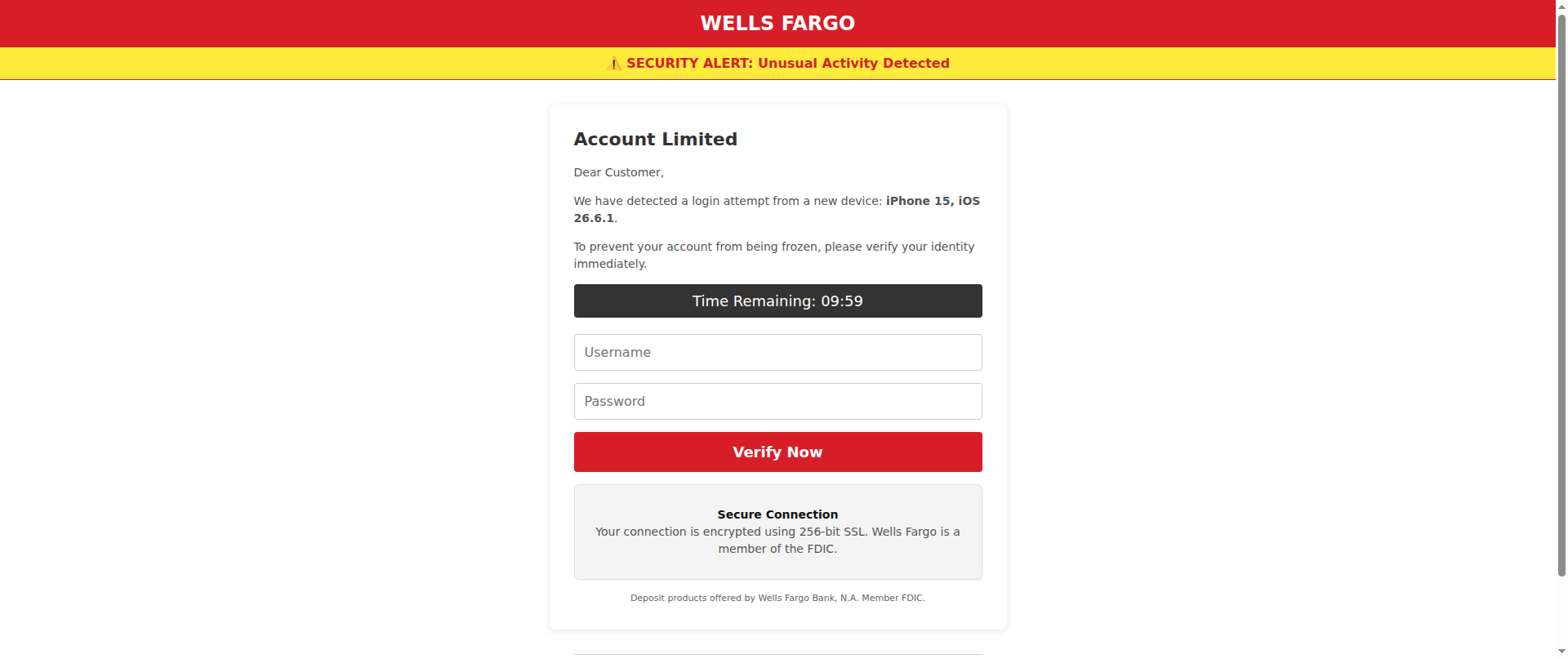 Screenshot of wellsfargoverify.net