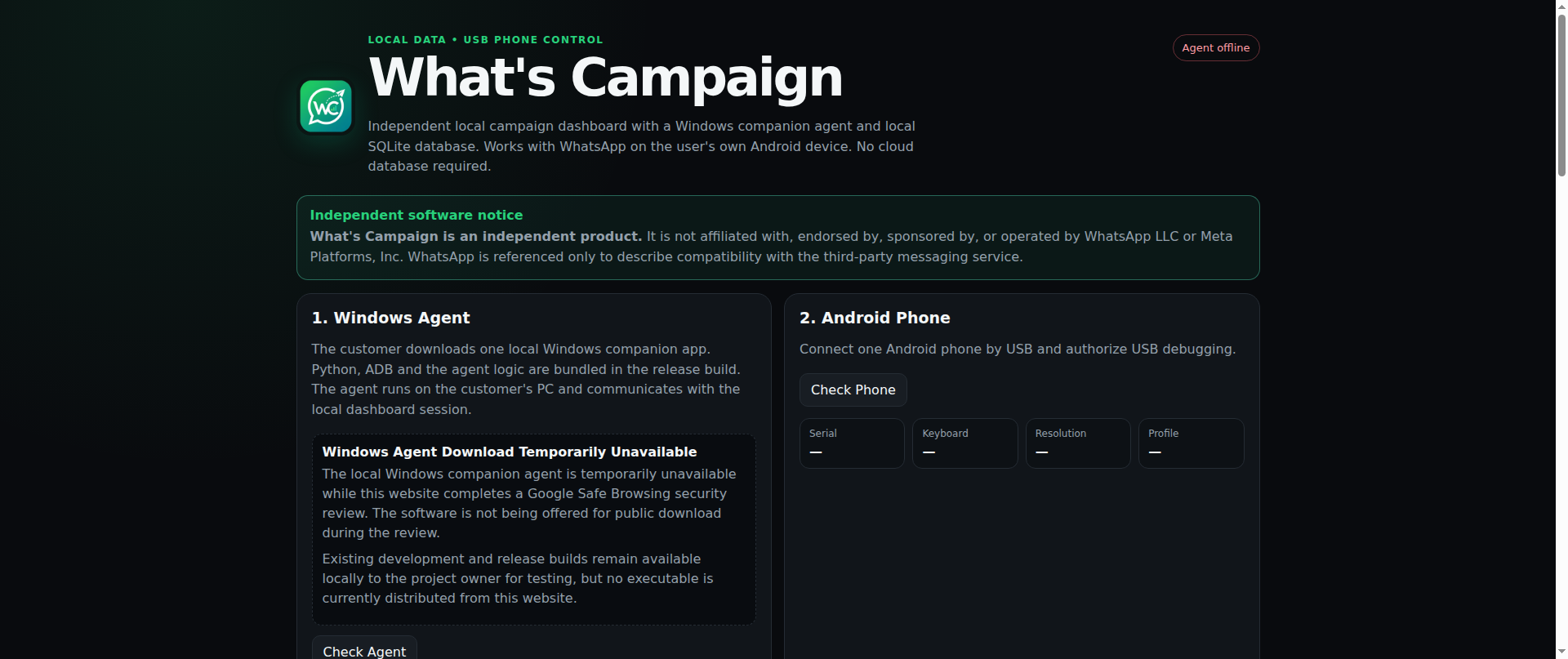 Screenshot of whatsappcampaign.online