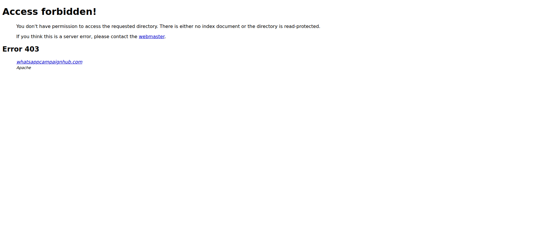 Screenshot of whatsappcampaignhub.com