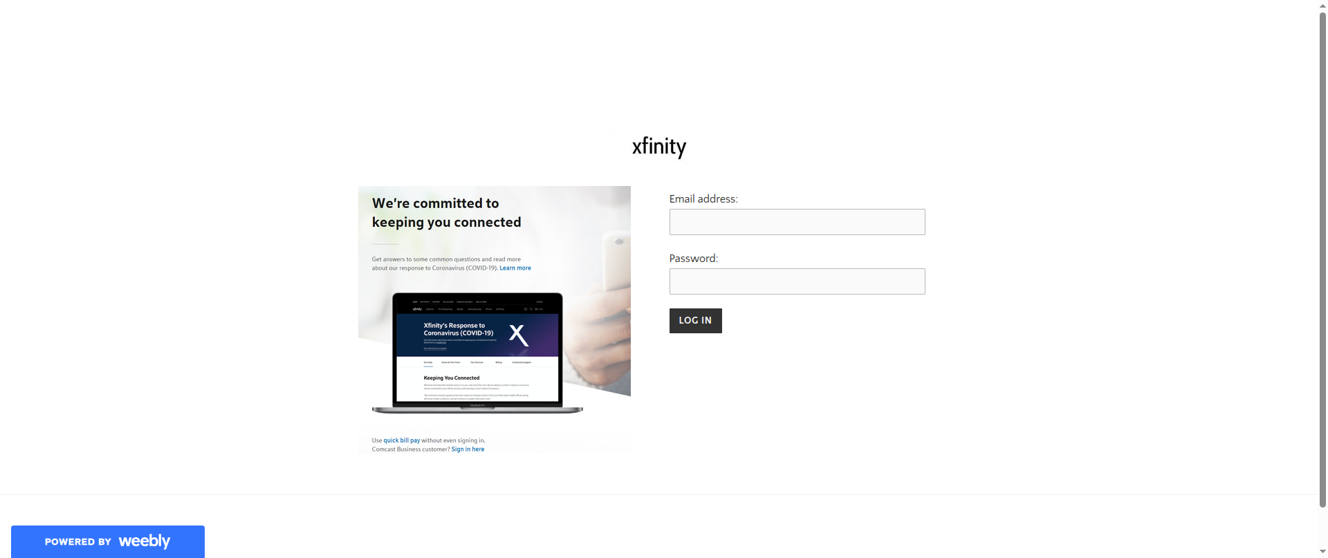 Screenshot of comcastmailin.weebly.com
