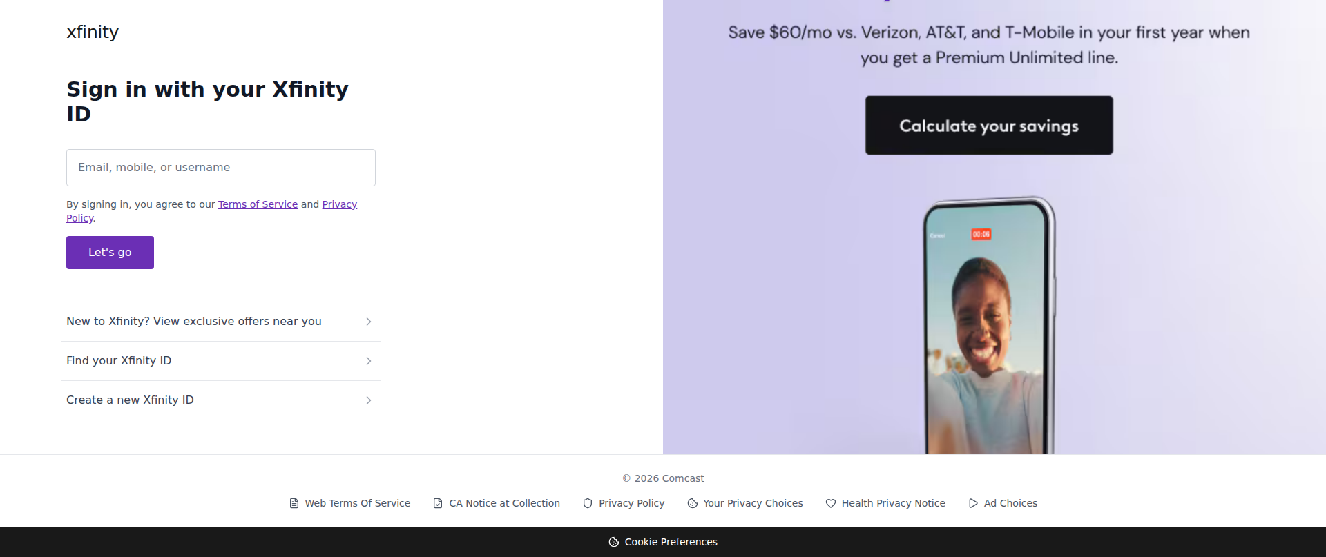 Screenshot of webmail-service-xfinity.vercel.app