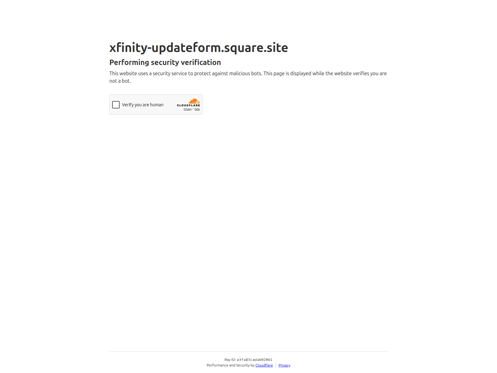 Screenshot of xfinity-updateform.square.site
