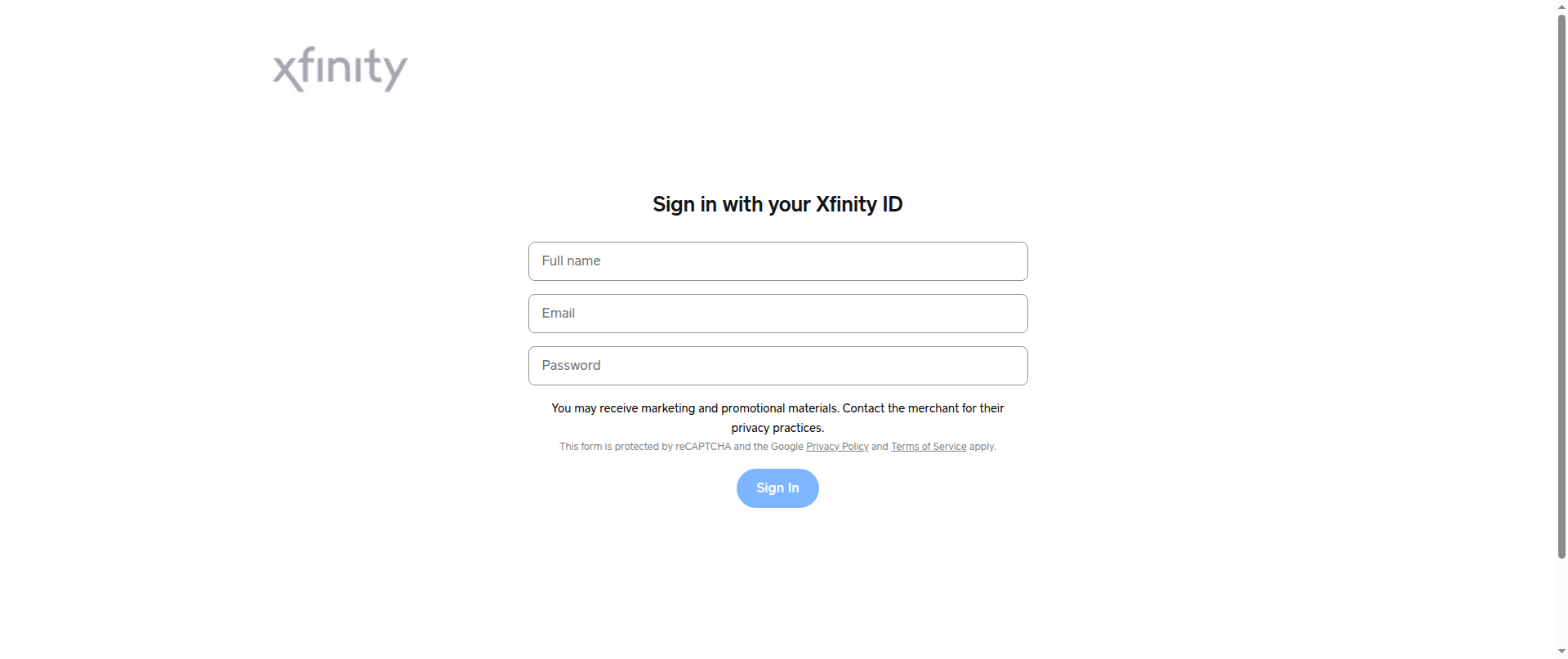Screenshot of xfinity-updateform.square.site