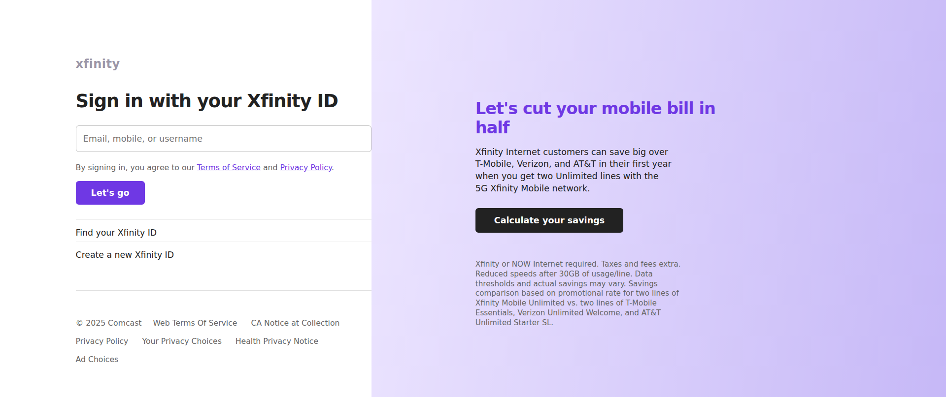 Screenshot of comcast-seven.vercel.app