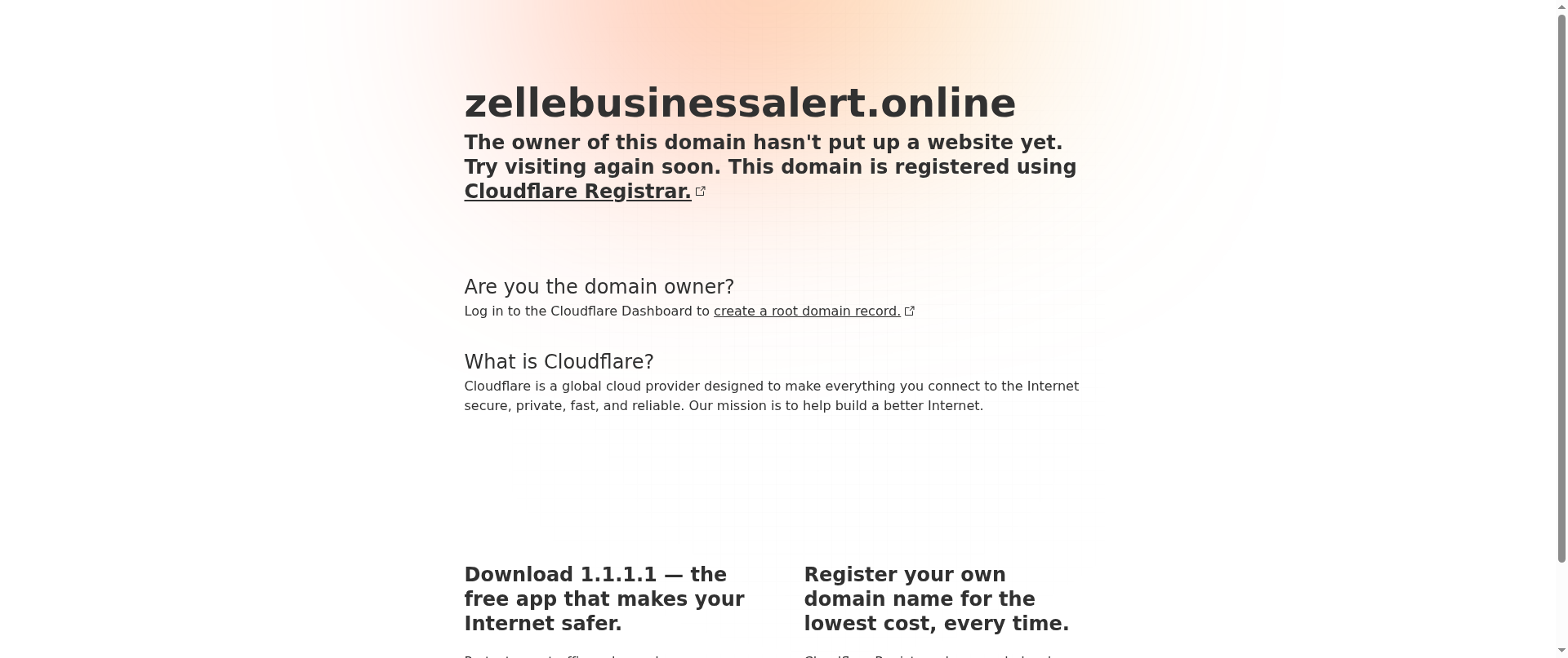 Screenshot of zellebusinessalert.online