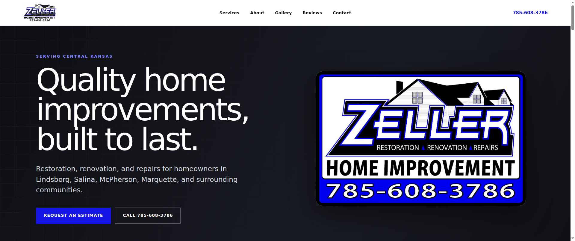Screenshot of zellerhomeimprovement.com
